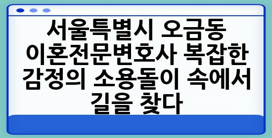 서울특별시 오금동 이혼전문변호사, 복잡한 감정의 소용돌이 속에서 길을 찾다 🧭⚖️
